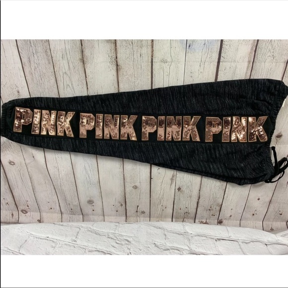 VS PINK Bling Classic Pants Rose Gold Sequins Marl - Picture 5 of 7